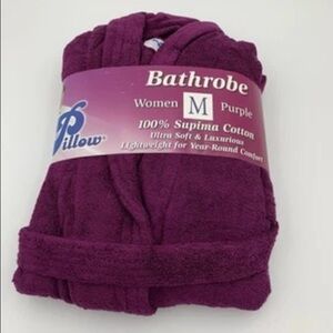 NWT My Pillow Bathrobe Lightweight Women M Supima Cotton Plum‎ Purple Ultra Soft